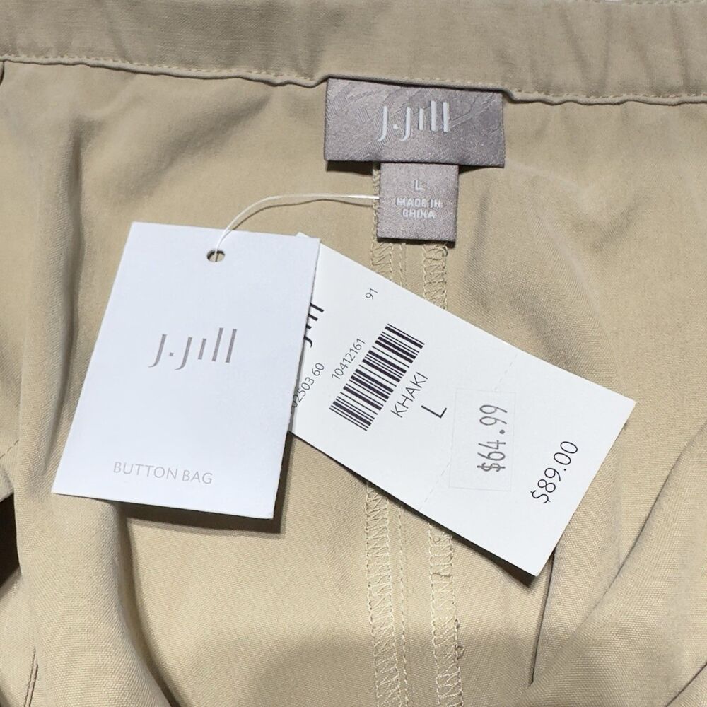 J. Jill Wide Leg 100% Silk Pants Size L Large Tan Khaki NWT - Picture 3 of 11